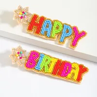 1 Pair IG Style Casual Letter Cake Beaded Handmade Inlay Plastic Seed Bead Rhinestones Drop Earrings main image 6