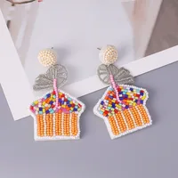 1 Pair IG Style Casual Letter Cake Beaded Handmade Inlay Plastic Seed Bead Rhinestones Drop Earrings main image 4