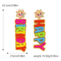 1 Pair IG Style Casual Letter Cake Beaded Handmade Inlay Plastic Seed Bead Rhinestones Drop Earrings main image 7