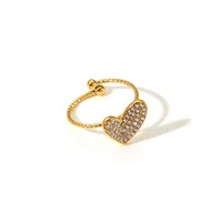 304 Stainless Steel 18K Gold Plated Basic Modern Style Classic Style Inlay Heart Shape Rhinestones Rings Earrings Necklace main image 7