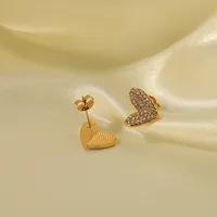 304 Stainless Steel 18K Gold Plated Basic Modern Style Classic Style Inlay Heart Shape Rhinestones Rings Earrings Necklace main image 4