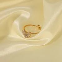304 Stainless Steel 18K Gold Plated Basic Modern Style Classic Style Inlay Heart Shape Rhinestones Rings Earrings Necklace main image 3