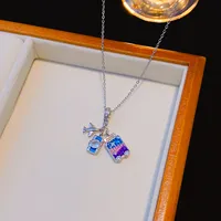 Wholesale Elegant Lady Camera Airplane 304 Stainless Steel Copper Enamel Hollow Out Inlay 18K Gold Plated K Gold Plated Zircon Pendant Necklace main image 4