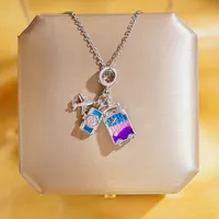 Wholesale Elegant Lady Camera Airplane 304 Stainless Steel Copper Enamel Hollow Out Inlay 18K Gold Plated K Gold Plated Zircon Pendant Necklace main image 6