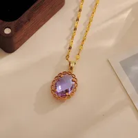 Wholesale Casual Simple Style Shiny Water Droplets Titanium Steel Copper Inlay 18K Gold Plated Zircon Pendant Necklace main image 6