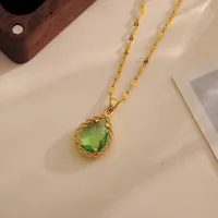 Wholesale Casual Simple Style Shiny Water Droplets Titanium Steel Copper Inlay 18K Gold Plated Zircon Pendant Necklace main image 5