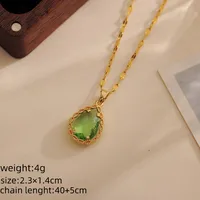 Wholesale Casual Simple Style Shiny Water Droplets Titanium Steel Copper Inlay 18K Gold Plated Zircon Pendant Necklace main image 7