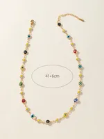 IG Style Modern Style Devil's Eye Alloy Rhinestone Enamel Inlay Rhinestones Unisex Necklace sku image 1