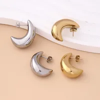 1 Pair Basic Modern Style Classic Style Moon Plating 304 Stainless Steel Drop Earrings main image 2