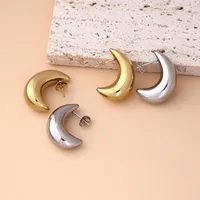 1 Pair Basic Modern Style Classic Style Moon Plating 304 Stainless Steel Drop Earrings main image 1