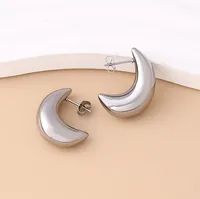 1 Pair Basic Modern Style Classic Style Moon Plating 304 Stainless Steel Drop Earrings main image 3