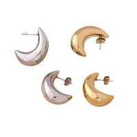 1 Pair Basic Modern Style Classic Style Moon Plating 304 Stainless Steel Drop Earrings main image 5