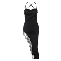 Women's Sheath Dress Sexy Strap Hollow Out Sleeveless Solid Color Maxi Long Dress Daily Party Bar main image 5