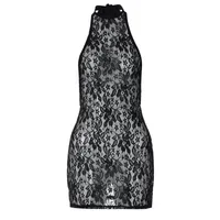 Women's Sheath Dress Sexy Halter Neck Lace Hollow Out Sleeveless Solid Color Above Knee Nightclub Party Bar main image 5