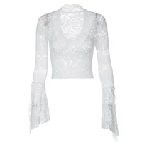 Women's Blouse Long Sleeve Blouses Lace Hollow Out Sexy Solid Color main image 5