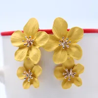 1 Pair Casual Simple Style Flower Stoving Varnish Alloy Drop Earrings main image 5