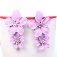 1 Pair Casual Simple Style Flower Stoving Varnish Alloy Drop Earrings main image 2