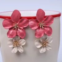 1 Pair Casual Simple Style Flower Stoving Varnish Alloy Drop Earrings sku image 5