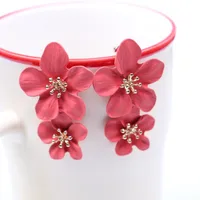 1 Pair Casual Simple Style Flower Stoving Varnish Alloy Drop Earrings main image 3