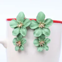 1 Pair Casual Simple Style Flower Stoving Varnish Alloy Drop Earrings main image 4