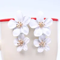 1 Pair Casual Simple Style Flower Stoving Varnish Alloy Drop Earrings sku image 4