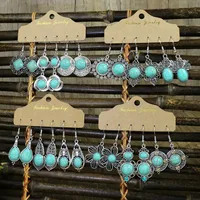 1 Pair Retro Simple Style Geometric Plating Alloy Turquoise Drop Earrings main image 1