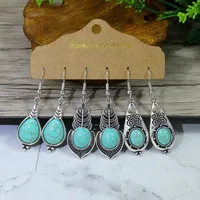 1 Pair Retro Simple Style Geometric Plating Alloy Turquoise Drop Earrings main image 2