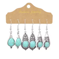 1 Pair Retro Simple Style Geometric Plating Alloy Turquoise Drop Earrings sku image 2