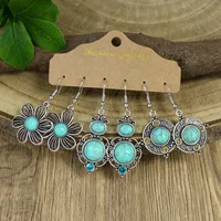 1 Pair Retro Simple Style Geometric Plating Alloy Turquoise Drop Earrings main image 3