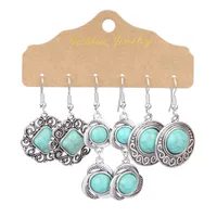 1 Pair Retro Simple Style Geometric Plating Alloy Turquoise Drop Earrings sku image 3