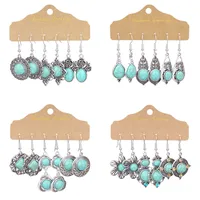 1 Pair Retro Simple Style Geometric Plating Alloy Turquoise Drop Earrings main image 5