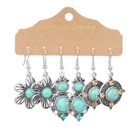 1 Pair Retro Simple Style Geometric Plating Alloy Turquoise Drop Earrings sku image 4