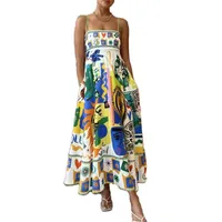 Women's Strap Dress Vacation Collarless Printing Sleeveless Printing Maxi Long Dress Holiday Beach main image 5