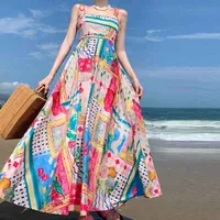 Women's Strap Dress Vacation Collarless Printing Sleeveless Printing Maxi Long Dress Holiday Beach main image 3