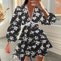 Women's Regular Dress Vacation V Neck Printing Lace Nine Points Sleeve Printing Above Knee Holiday Beach main image 4