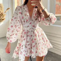 Women's Regular Dress Vacation V Neck Printing Lace Nine Points Sleeve Printing Above Knee Holiday Beach main image 5