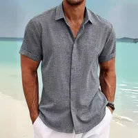 Men's Solid Color Simple Style Turndown Short Sleeve Loose Men's Tops main image 1