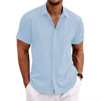 Men's Solid Color Simple Style Turndown Short Sleeve Loose Men's Tops main image 4