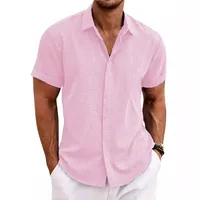 Men's Solid Color Simple Style Turndown Short Sleeve Loose Men's Tops main image 3