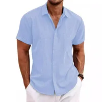 Men's Solid Color Simple Style Turndown Short Sleeve Loose Men's Tops main image 2