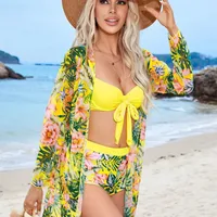 Women's Vacation Ditsy Floral 3 Pieces Set Bikinis Swimwear main image 4