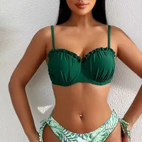 Women's Ditsy Floral Solid Color 2 Pieces Set Bikinis Swimwear main image 2