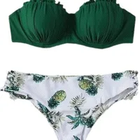 Women's Ditsy Floral Solid Color 2 Pieces Set Bikinis Swimwear main image 5