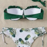 Women's Ditsy Floral Solid Color 2 Pieces Set Bikinis Swimwear main image 4