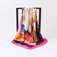 Women's Casual Ginkgo Leaf Satin Printing And Dyeing Printing Silk Scarf main image 5