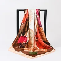 Women's Casual Ginkgo Leaf Satin Printing And Dyeing Printing Silk Scarf main image 1