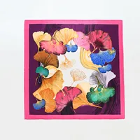 Women's Casual Ginkgo Leaf Satin Printing And Dyeing Printing Silk Scarf main image 2