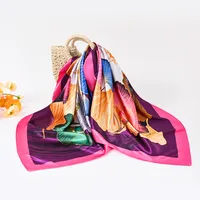 Women's Casual Ginkgo Leaf Satin Printing And Dyeing Printing Silk Scarf main image 3