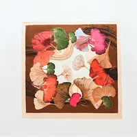 Women's Casual Ginkgo Leaf Satin Printing And Dyeing Printing Silk Scarf sku image 2