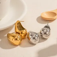 1 Pair Vintage Style Commute Water Droplets Plating 304 Stainless Steel 18K Gold Plated Ear Studs main image 1